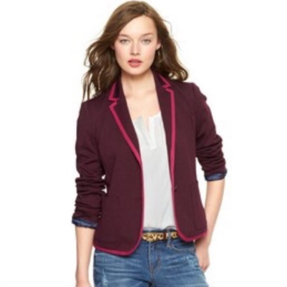 GAP The Academy Blazer in Burgundy/Maroon Ponte Knit - Size 0P